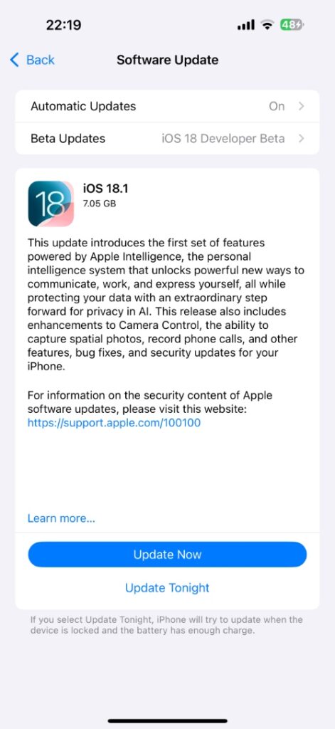 iOS 18.1 RC release