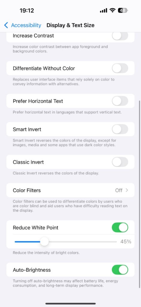 Reduce White Point on iPhone