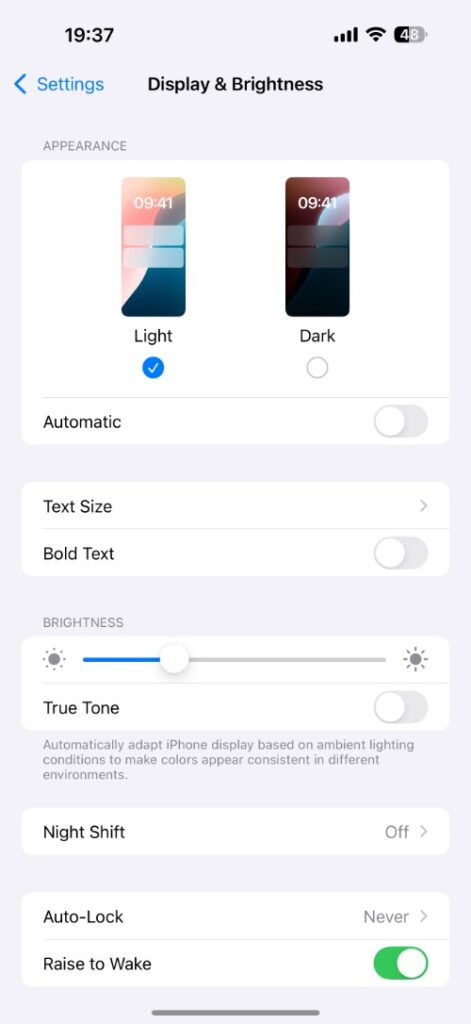 Turn off dark mode iPhone