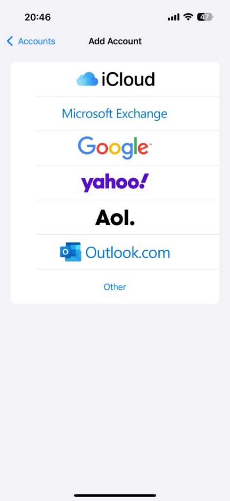 Add account to Google on iPhone