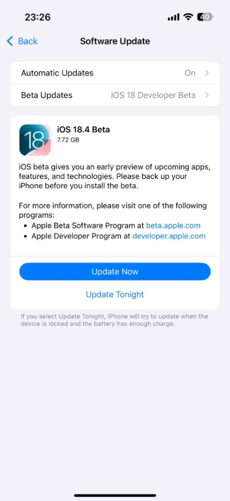 iOS 18.4 beta 1