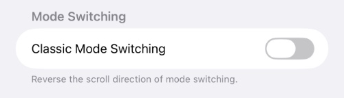 Classic mode switching iOS 26