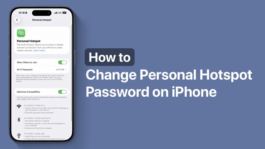 Change Personal Hotspot Password iPhone 17