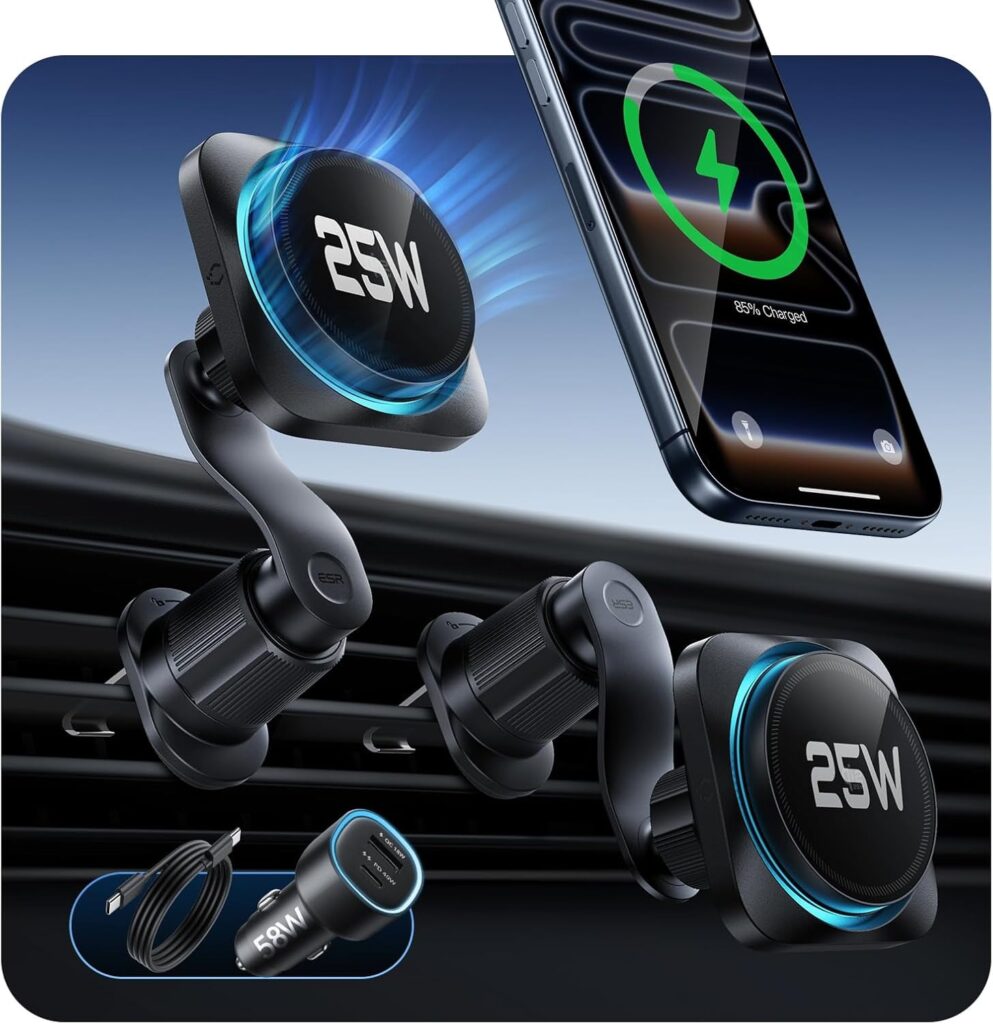 ESR OmniLock Qi2.2 Certified 25W MagSafe Car Mount Charger