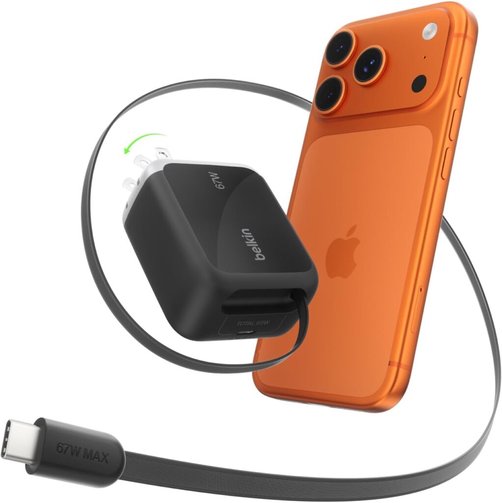 Belkin 67W GaN USB-C Retractable Charger Block