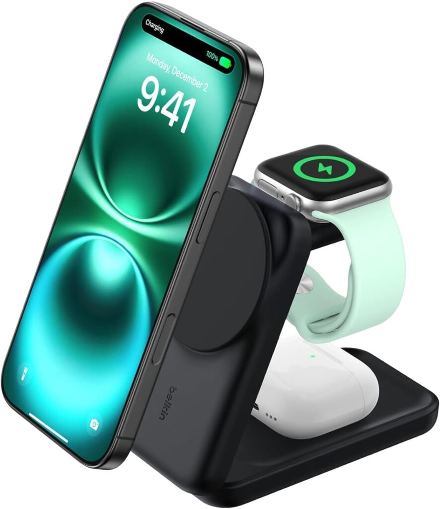 Belkin Qi2.2 25W Wireless 3-in-1 Foldable Fast Charging Station