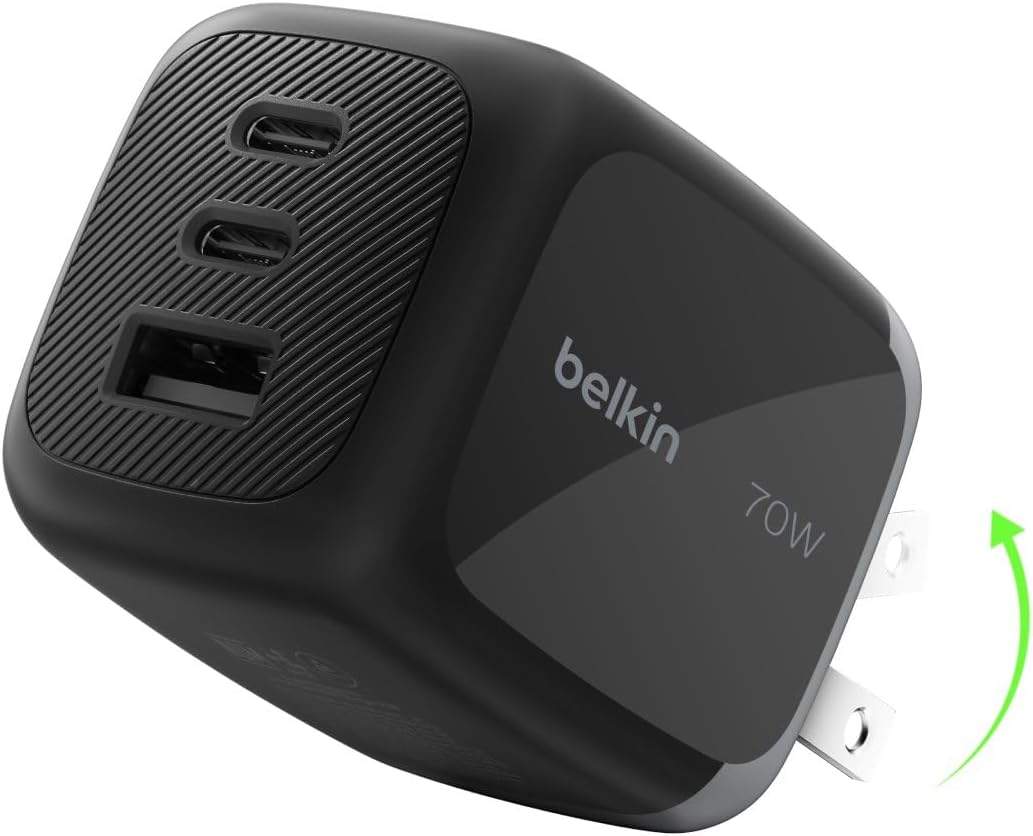 Belkin 70W 3-Port GaN USB-C Charger Block
